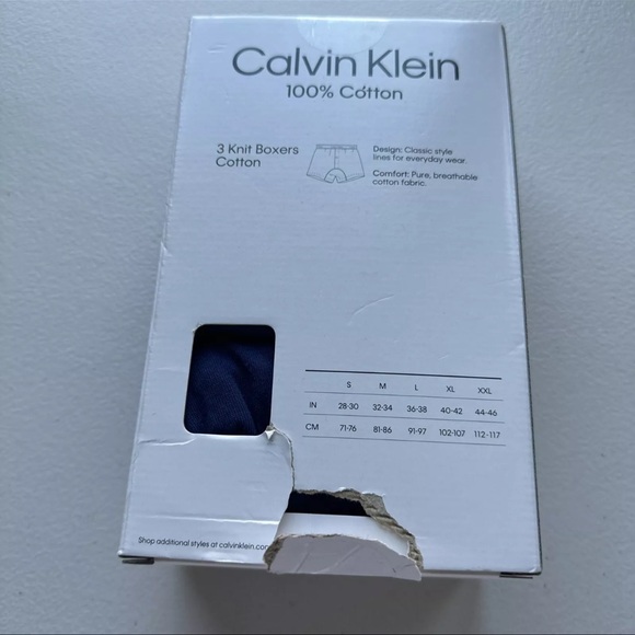 Calvin Klein Men's Cotton Classics Knit Boxer -3 Pack Size L - Picture 4 of 5